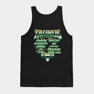 Taurus Retro 90s Band Zodiac Birthday Traits Lightning Tank Top